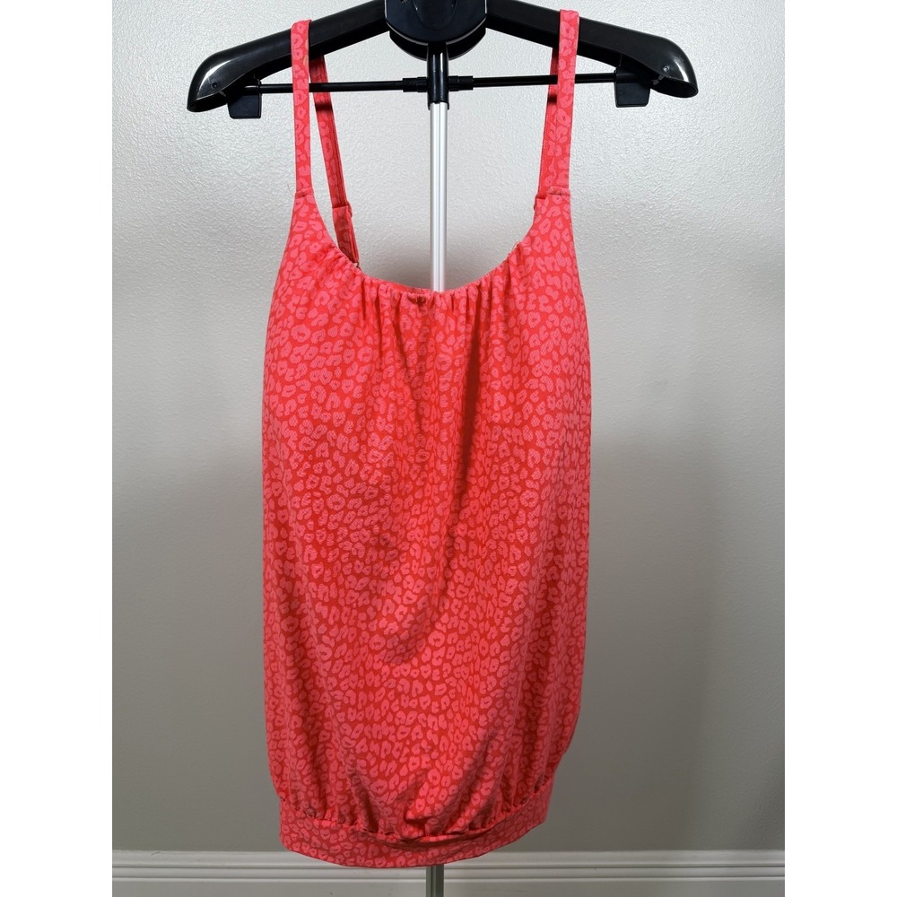 Lane Bryant Tank Top Womens 24 Red Pink Leopard Print Relaxed Adjustable Strap